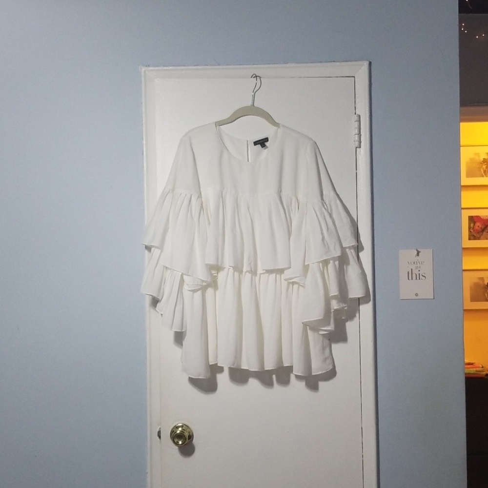 Lane Bryant white ruffle top